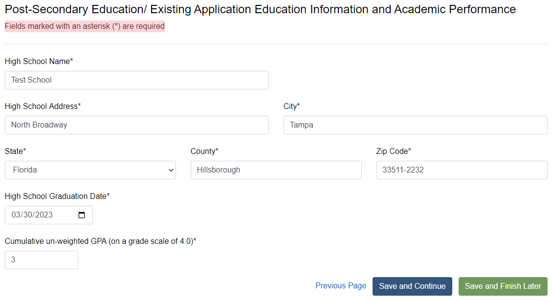 Post Secondary Information